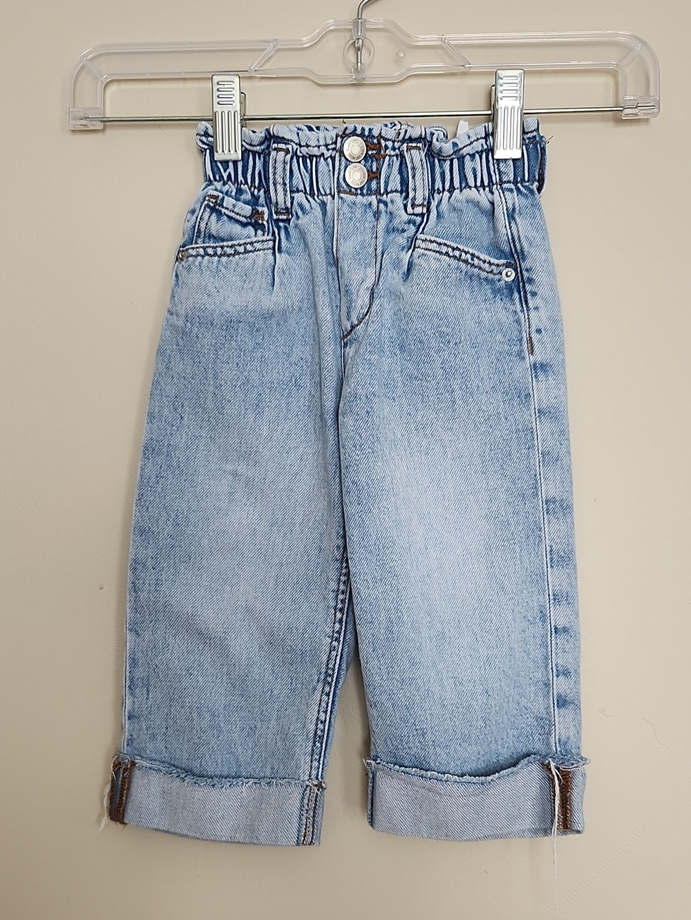 Zara Kids Light Wash Denim Paperbag Waist Jeans